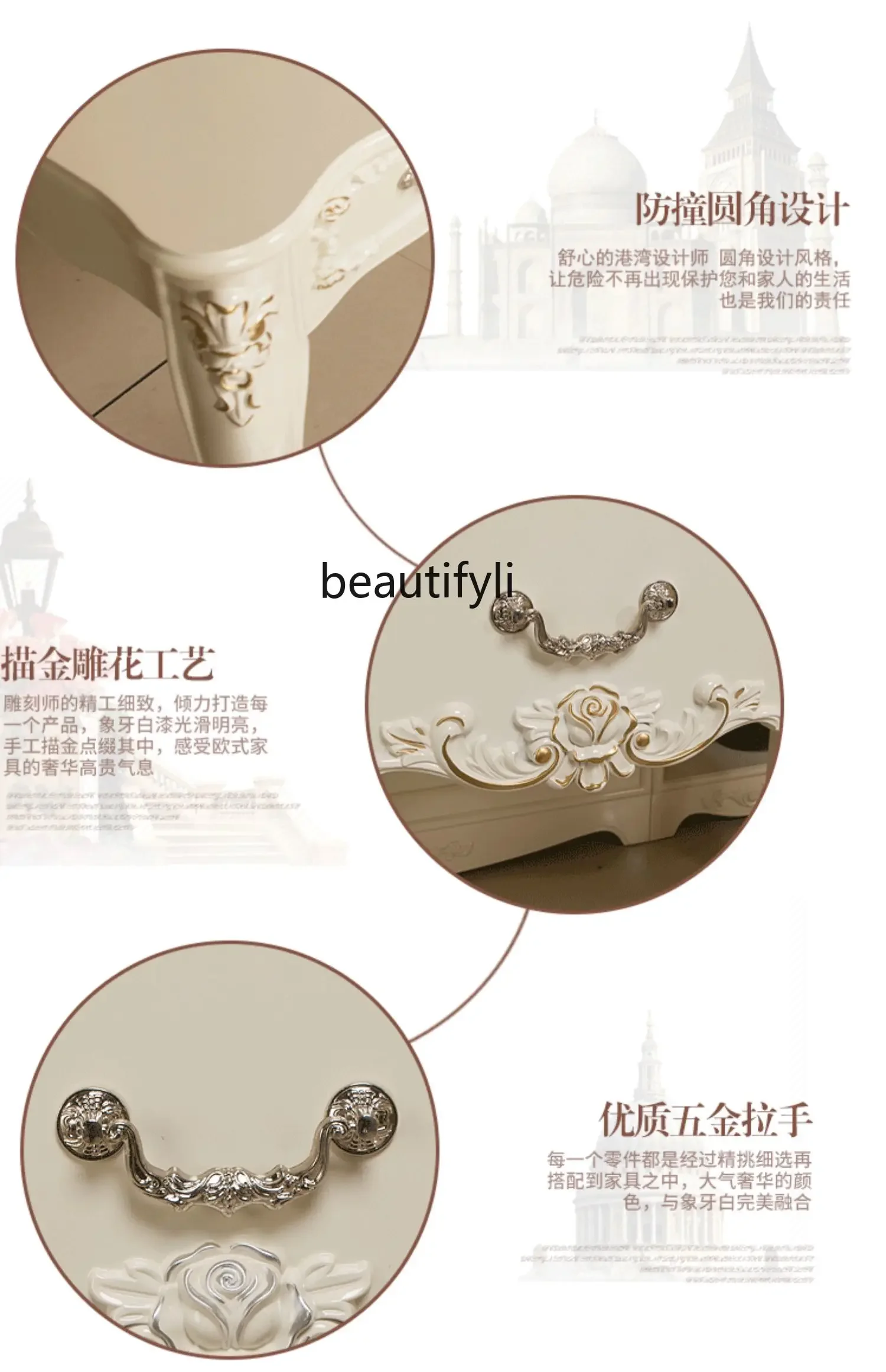 European-style desk household white computer desk simple bedroom solid wood desk