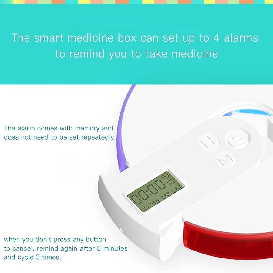 Top fashion medication box dispenser electronic medicine 7day Digital pill case timer with 4 Groups Alarm Reminders