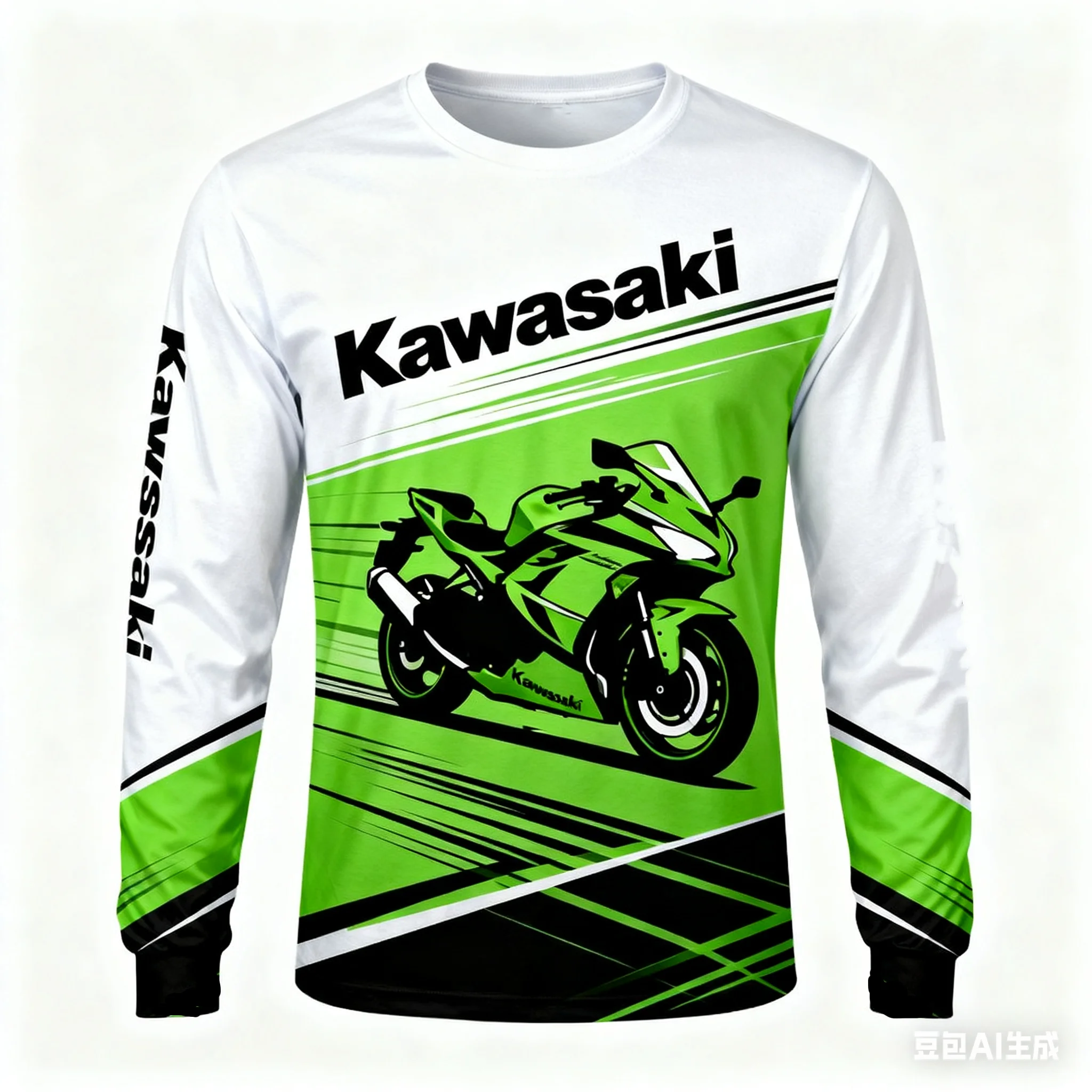 Kawasaki Motorcycle Racing Team Men T-shirt Long Sleeve Spring Autumn Women Tee Shirts 2024 New Sports Children Clothes Tops