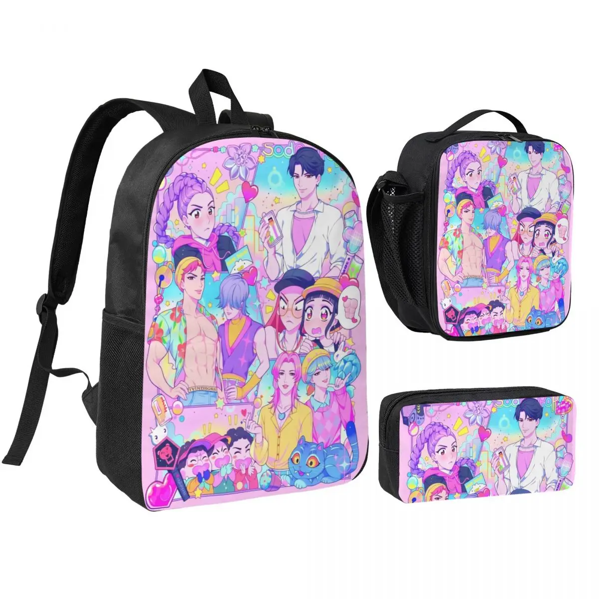 

Рюкзак K-Kpop D-Demon H-Hunters для мальчиков и девочек, вместительные холщовые сумки для колледжа, сумка для обеда, пенал