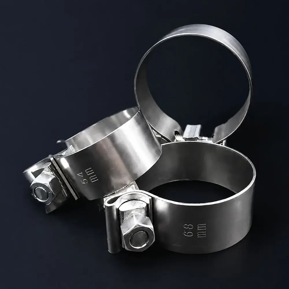 Strong Stainless Steel Exhaust Pipe Clamp 40-76mm Universal Pipe Connection Hoop Tube Ferrule