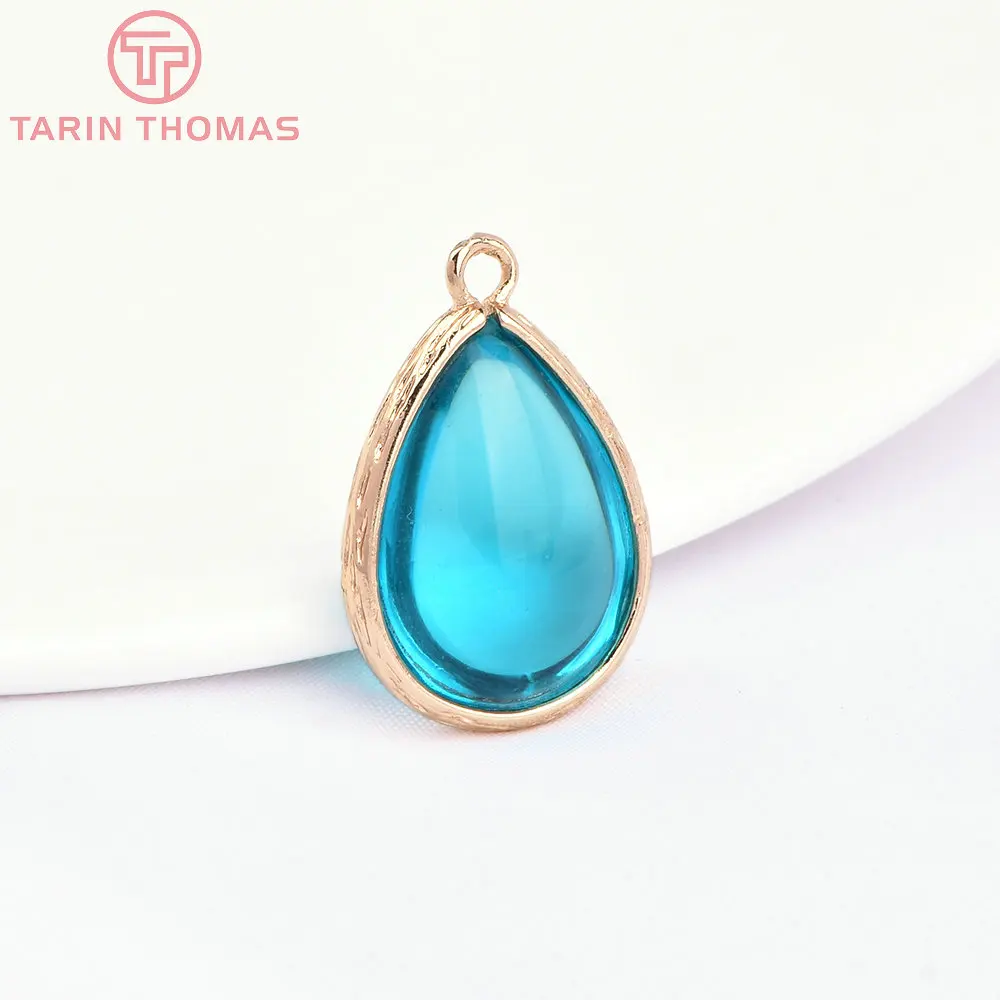 (4122)10PCS 22x14MM 24K Champagner Gold Farbe Messing und Glas Tear Drop Form Charms Anhänger Diy schmuck Erkenntnisse Zubehör – Detail 15