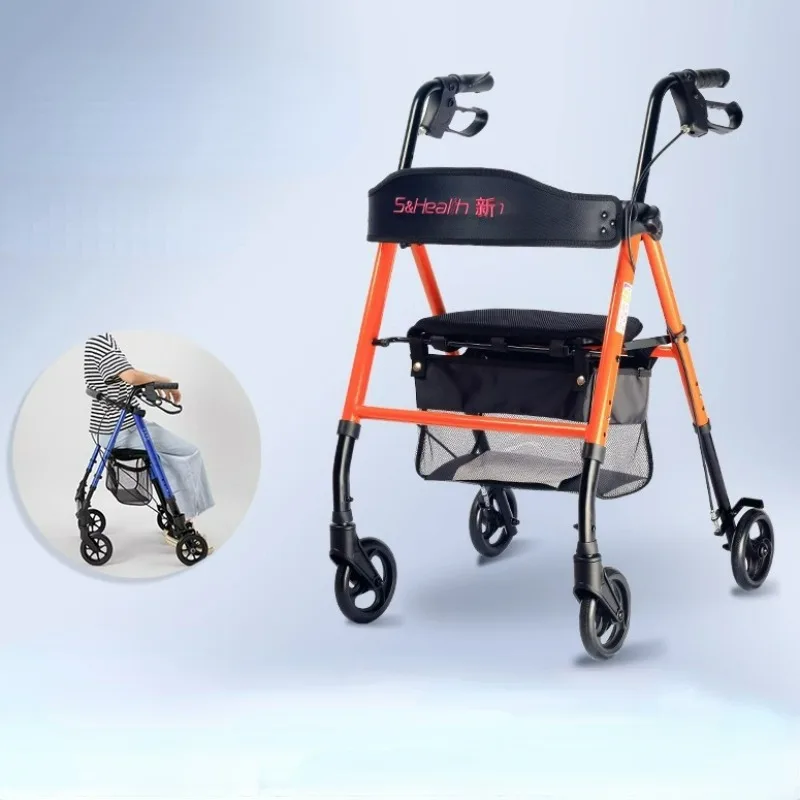 

Четырехколесные ходунки-роллаторы для пожилых людей. Сверхмощные складные ходунки с сиденьем на 450 фунтов, легкий складной стул-тройка.