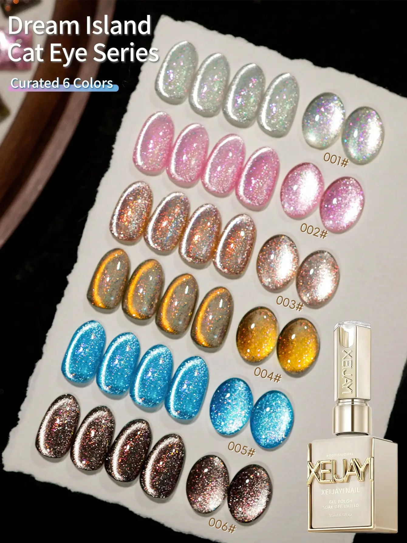 XEIJAYI 6-Color Optional Neverland Cat's Eye New Blue and Pink Cat's Eye Gel Nail Gel, Suitable for Women's Nail Salon Design