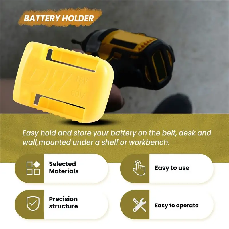 [NEWA76K!】 5 Packs Battery Holder Dock Mounts For 20V 60V Battery, Wall Panel Shelf Belt Clip Storage Organizer Protector