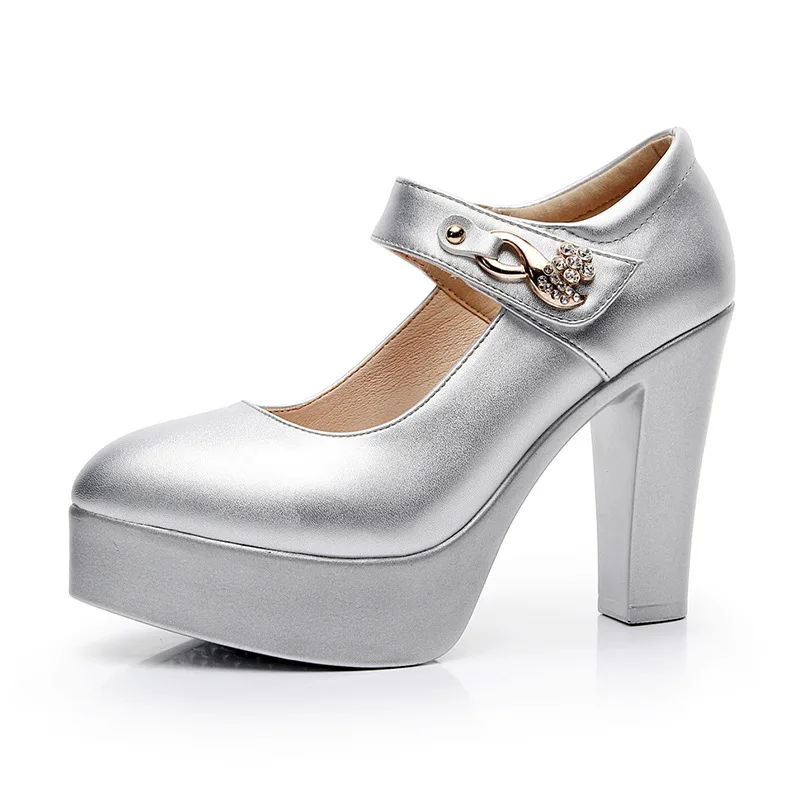 Small Size 32-43 Gold Silver White Wedding Party Shoes 2024 Women\'s Block High Heels Shoes Platform Pumps Dress Office Model