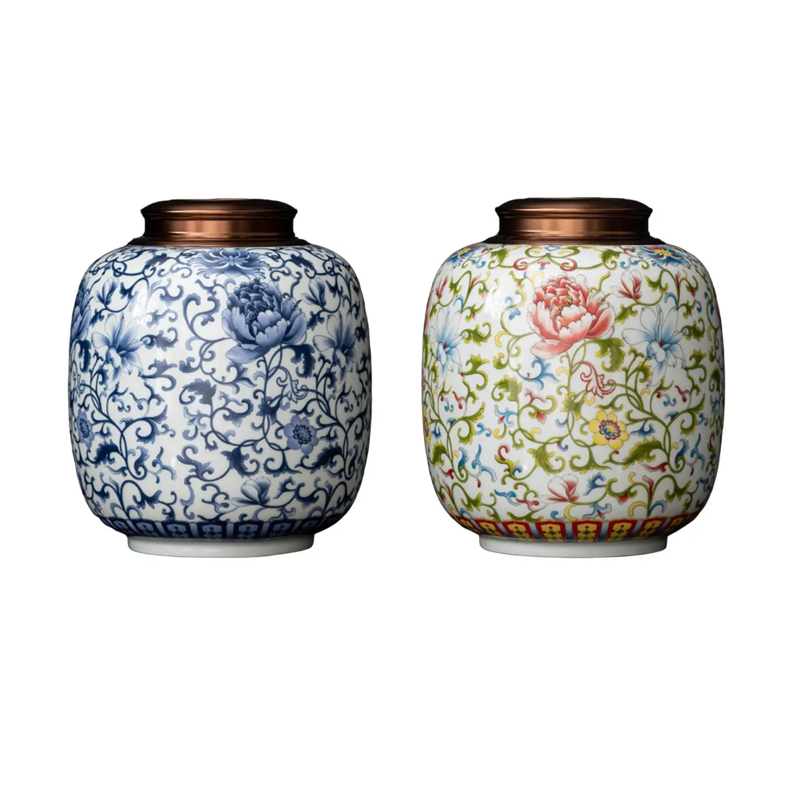

Tea Canister Tea Jar Porcelain Decorative Tabletop Oriental with Lid Sealed Storage Canister Tea Caddy for Restaurant