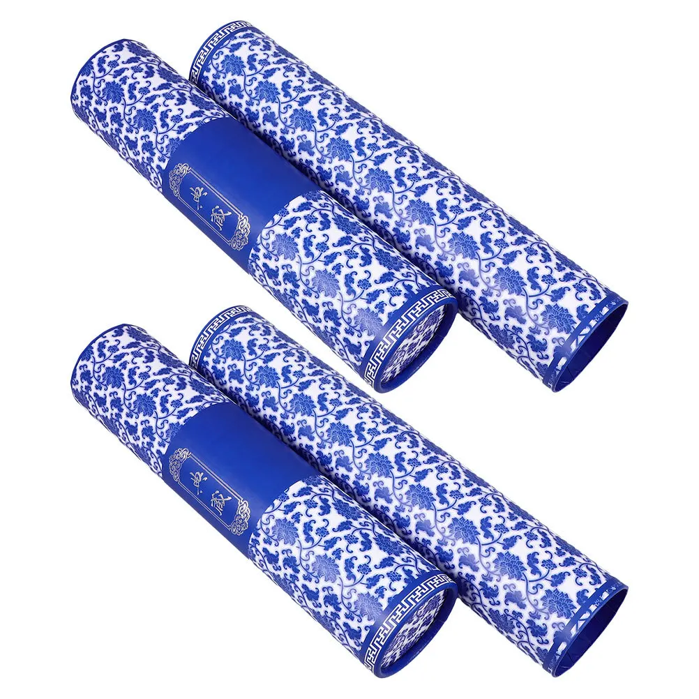 2 قطعة أنابيب الرسم تصغير الأزرق الأبيض الخزف تصميم قابل للتعديل أنبوب تخزين العمل الفني لطلاء مخطط الملصق