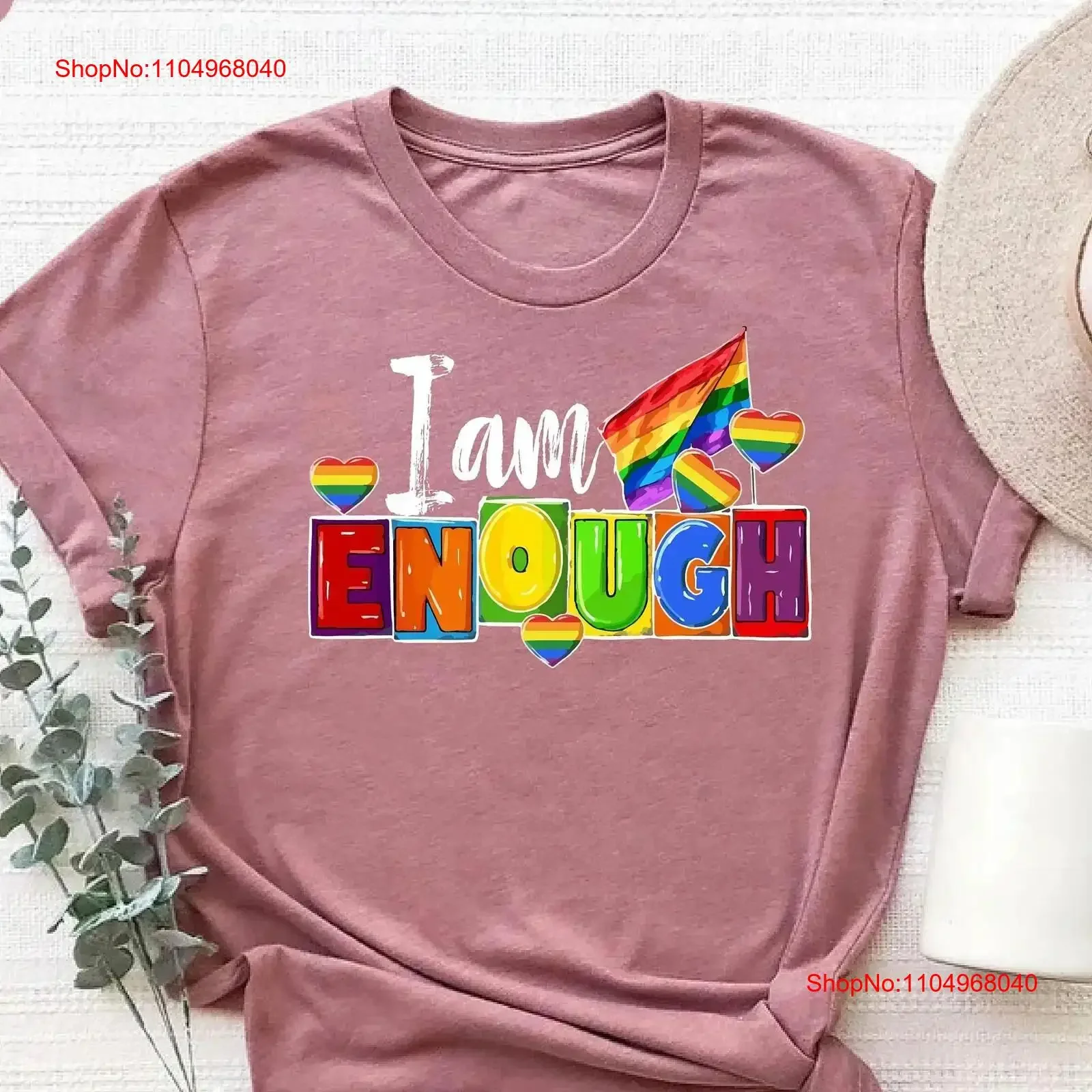 

I am Enough Pride T Shirt LGBTQ Gay Lesbian GifT Inspırational MonthT LBGTQ Ally Love is Rainbow vintage Washed Stretched
