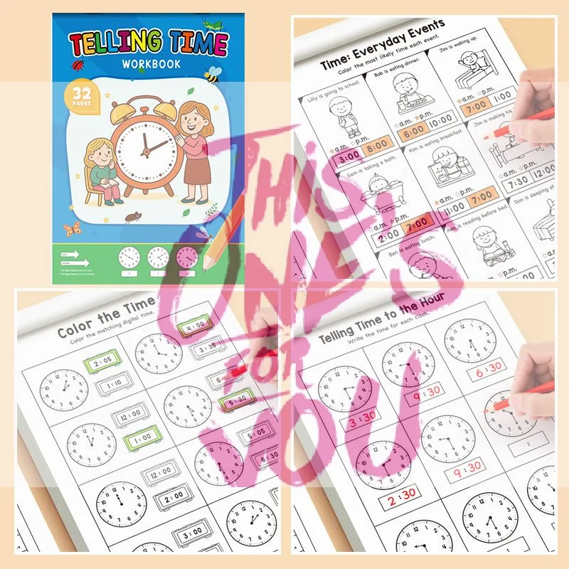 

【BS】Рабочая тетрадь для детей по изучению понятий времени с упражнениями по чтению и математике для занятий дома и в детском саду