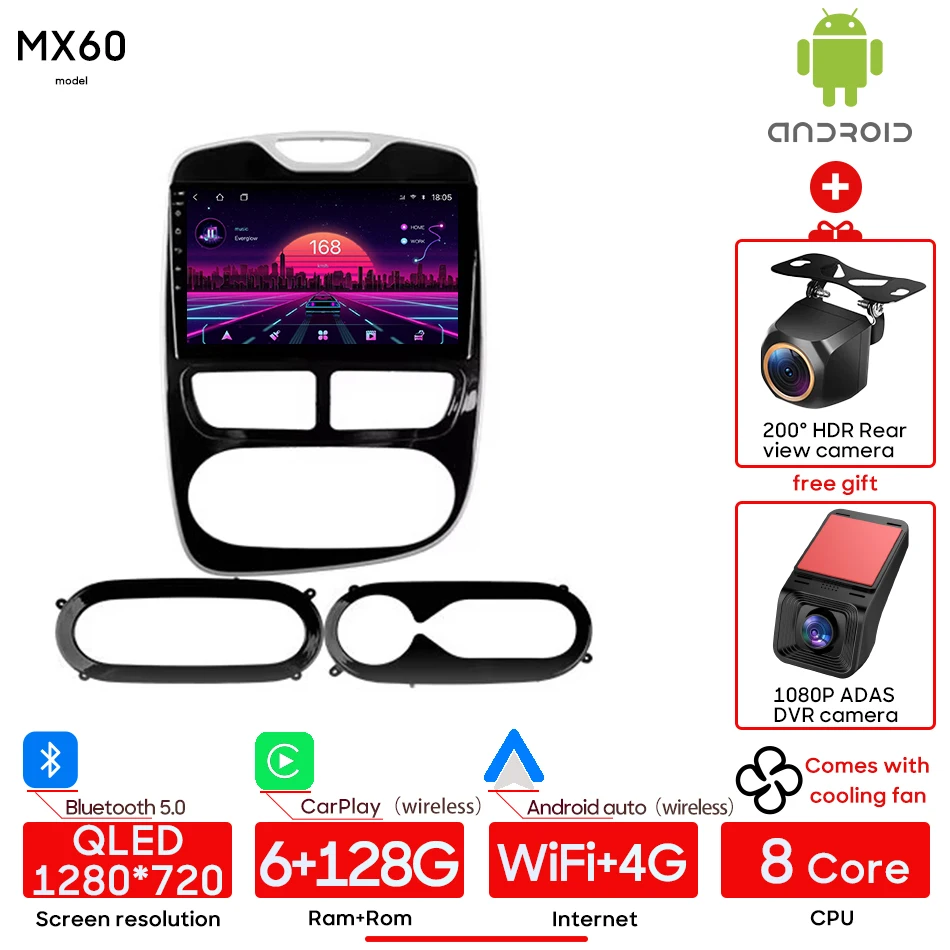 Android voor Renault Clio 4 ZOE 2012 - 2017 Auto Multimedia Video Player Autoradio Stereo Navi GPS Draadloze CarPlay auto Geen 2din