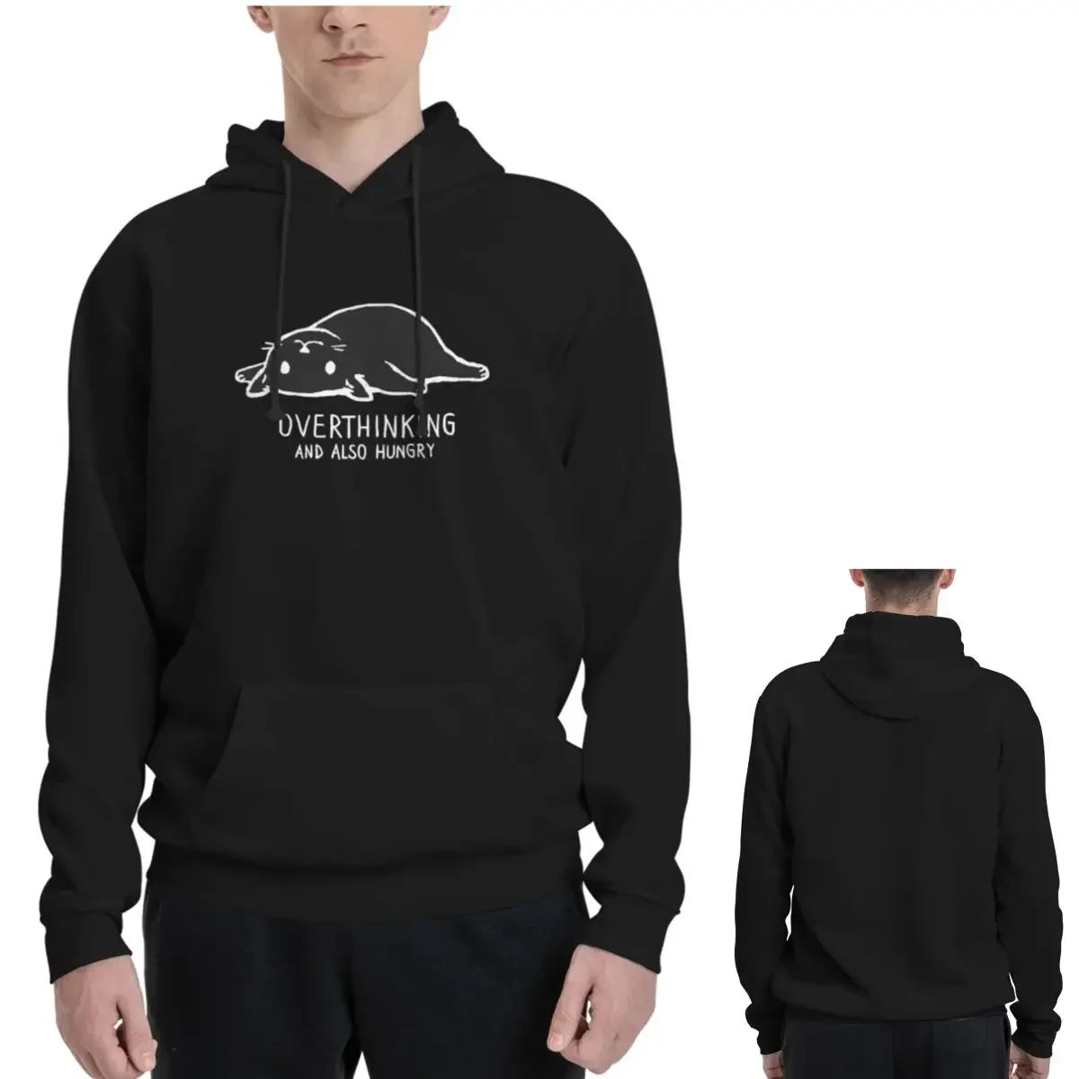 Overthinking And Also Hungry Hoodies Men's Women Casual Pullover Sweatshirt Hip Hop Long Sleeve Hooded Autumn Winter