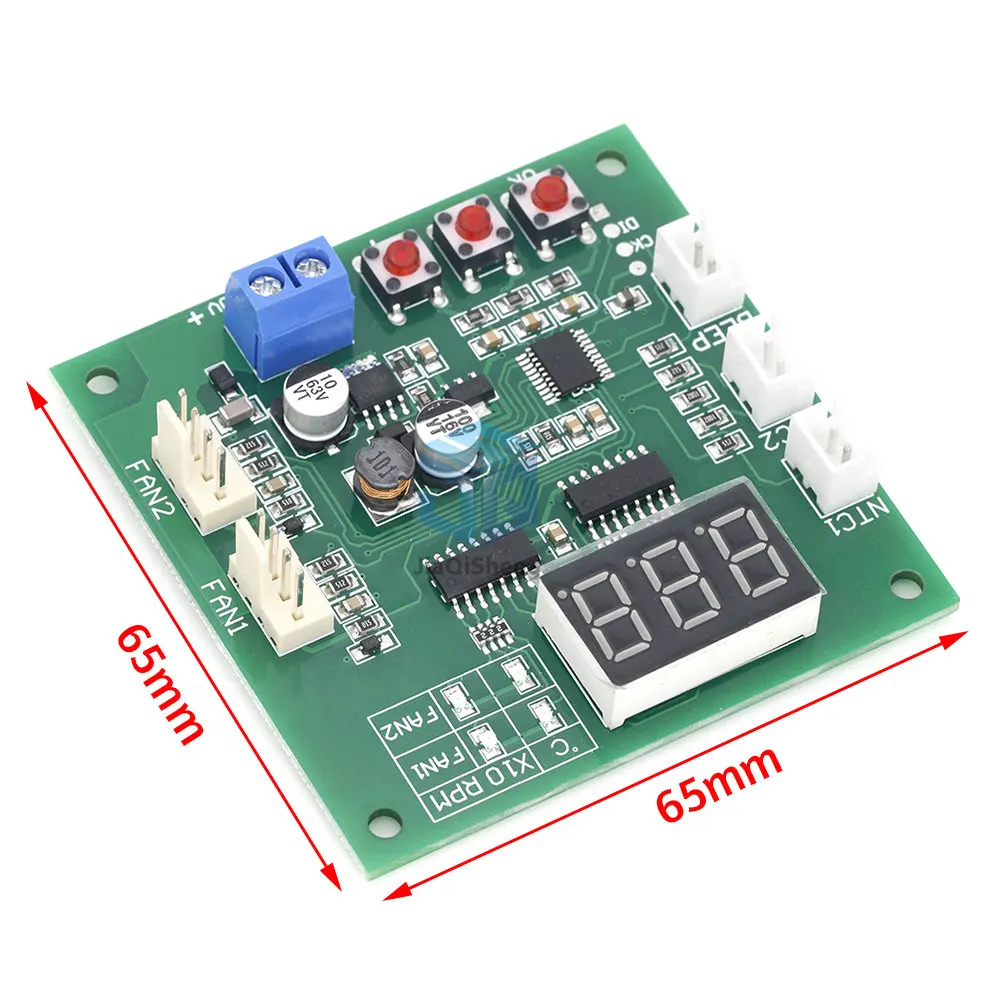 12V24V48V Two Way Heat Dissipation PWM Four Wire Fan Temperature Controller Temperature Speed Display Stop Alarm Board