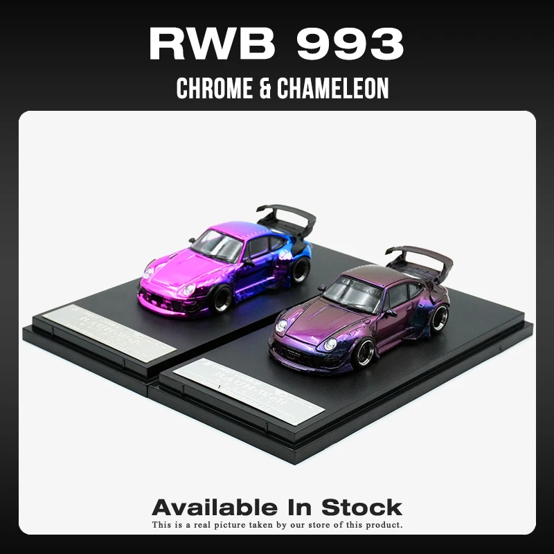 

SW In Stock 1:64 RWB 993 Chrome Chameleon Diecast Diorama Car Model Collection Toy Street Warrior
