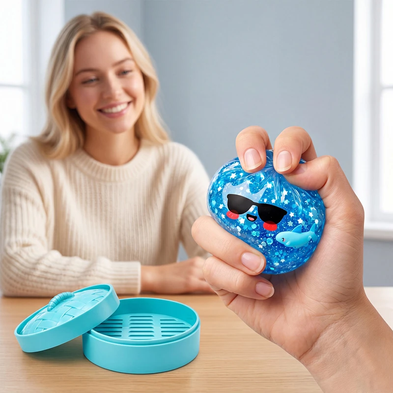 Kids Toys Dumplings - Мягкая игрушка-антистресс в виде сварной булочки-акулы,