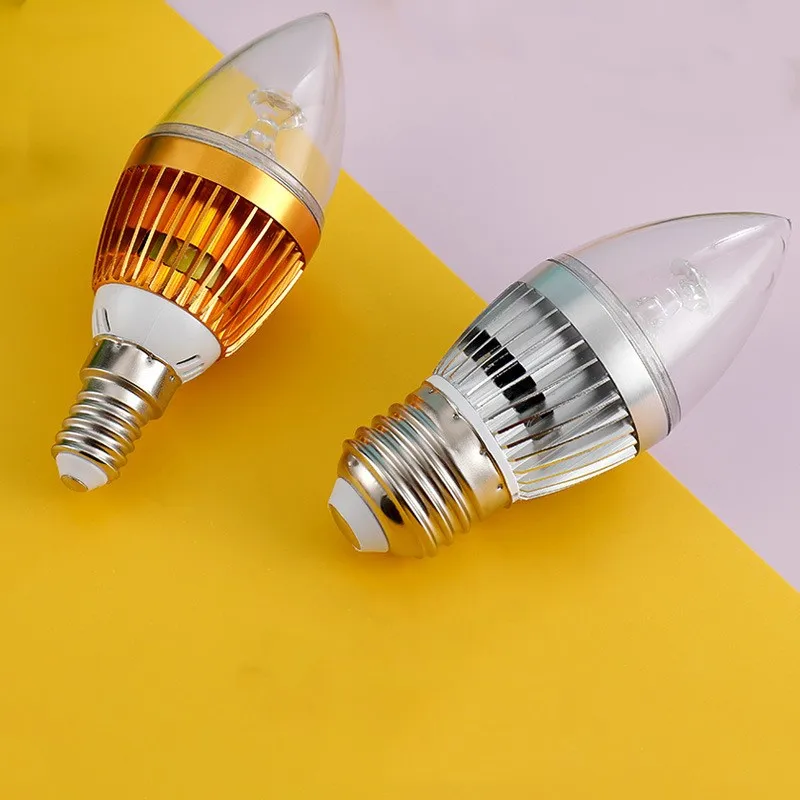 9W 12W 15W E14 LED Candle Lamp Warm/Cool White Spotlight AC 85V-265V Dimmable Light Bulb golden aluminum shell 10pcs/lot