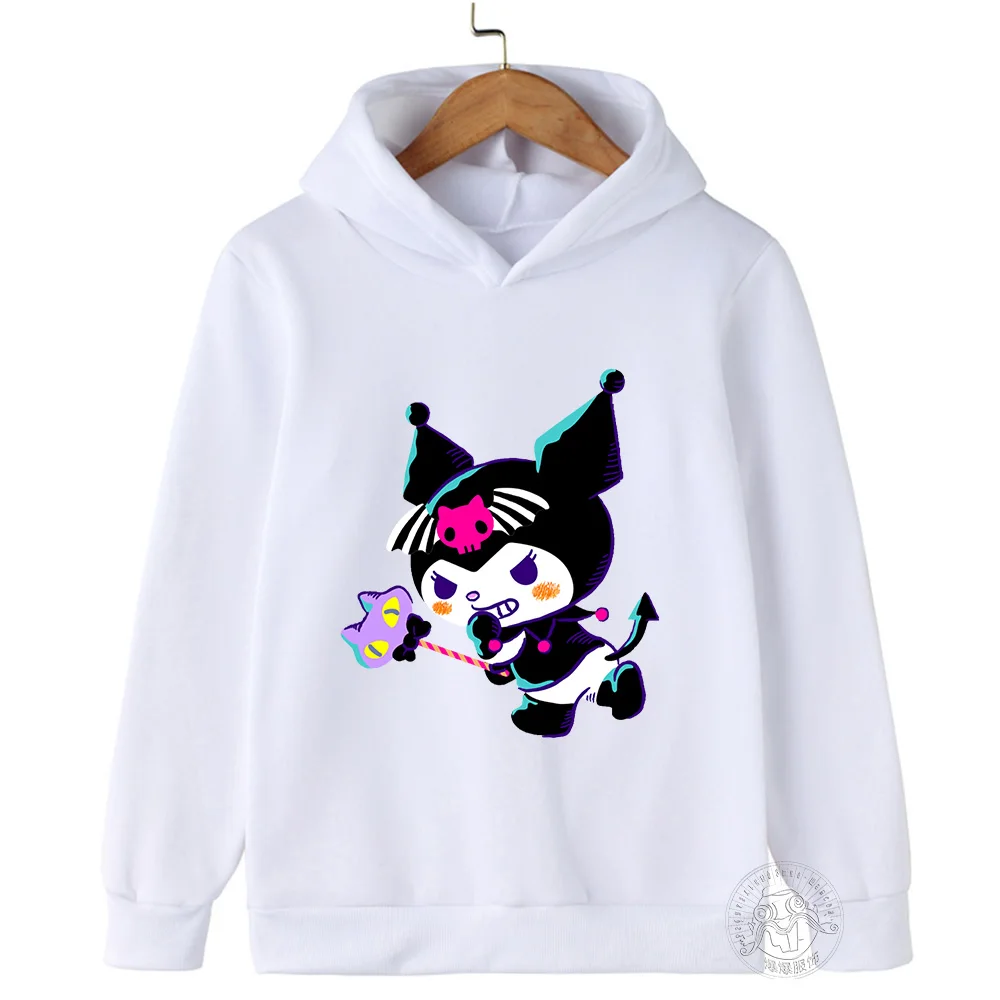 2024 New Children's Clothing Kuromi Cartoon Boys and Girls Pure Cotton Hoodie Loose Sweater