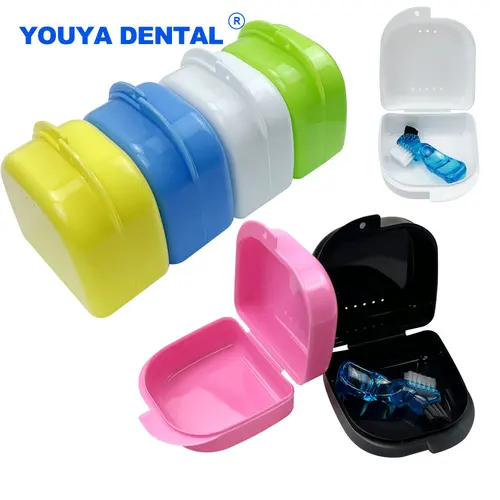 Caja de almacenamiento para dentadura postiza grande, varios colores, protector bucal de plástico, gancho, contenedor, orificios de ventilación, caja protectora para dientes postizos