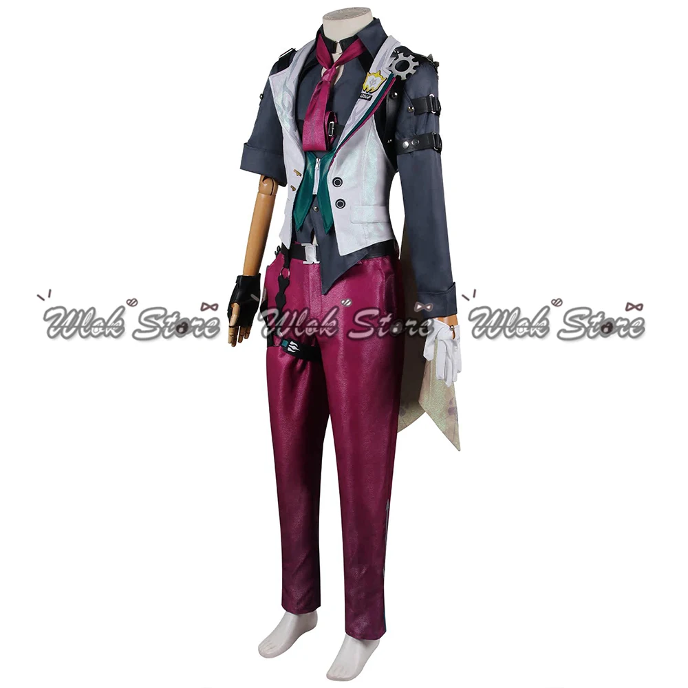 Honkai Star Rail Gallagher disfraz de Cosplay para hombres, peluca, pantalones, camisa, chaleco, corbata, trajes, fiesta de Halloween, carnaval, Roleplay, trajes, zapatos