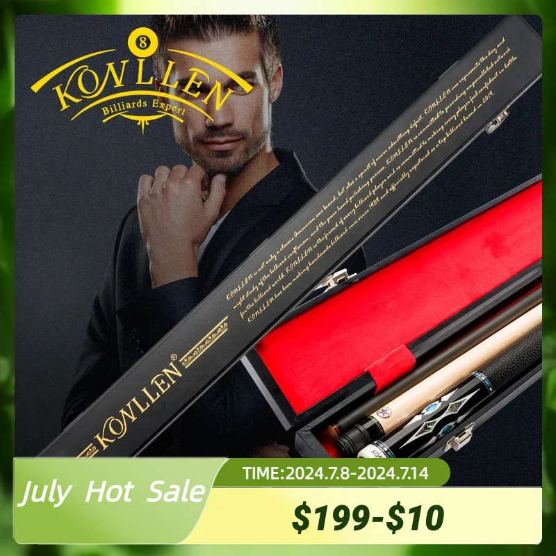 KONLLEN Billiards Pool Cue Case Black 2 Holes Cue Stick Box Handmade 82cm High Capacity Box Waterproof Billiards Accessories