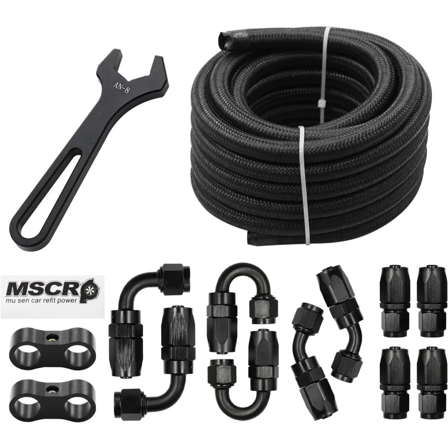 

8AN 20FT Fuel Line Hose Kit with Fitting Nylon Stainless Steel Braided 1 2 CPE Fuel Oil Hose for HighPerformance Automotive and