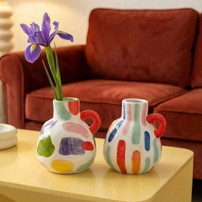 Home Decor Dopamine - Vase en céramique géométrique moderne Décoration