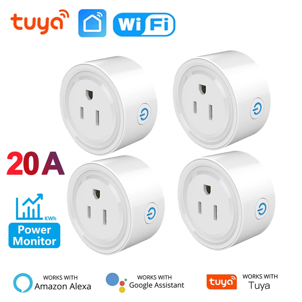 Tuya WiFi Smart Plug 20A with Power Monitor US Canada Mexico Peru Japan Colombia Smart Socket Timer Work With Alexa Google Home