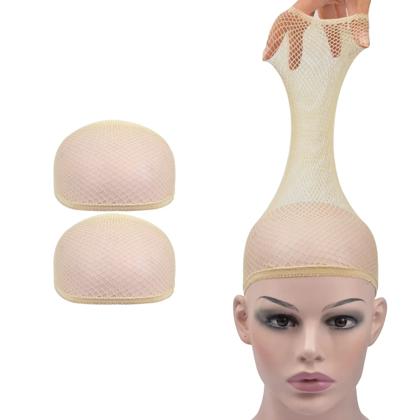 5Pcs Large Hole Fishnet Wig Cap Elastic Hairnets Weaving Wig Caps Hair Net Breathable Wig Liner Cap for Lace Front Wig