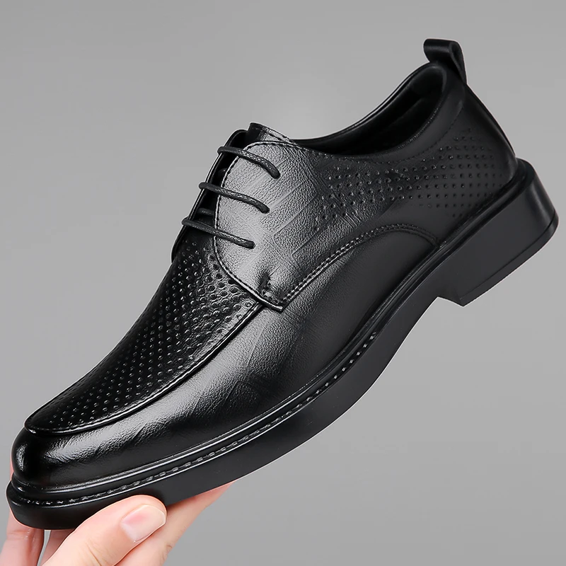 

2026 Summer Hollow Out Breathable Deodorant Genuine Leather Business Dress Shoes British Style High-end Formal Shoes Hot Sale