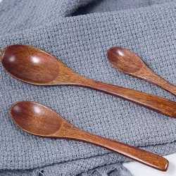 1PC Wooden Spoon Ecofriendly Household Tableware Kitchen Condiment Scoop Coffee Spoon Honey Dessert Spoon Teaspoon Handmade