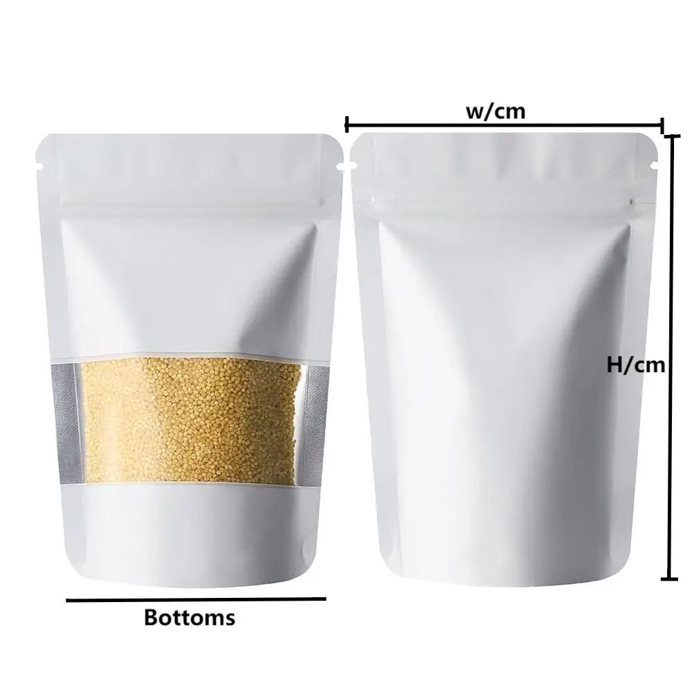 Reusable Thickened Moisture-proof Food Storage Upright Snacks Plastic Transparent Small Window Aluminum Foil Lined Mylar Bags