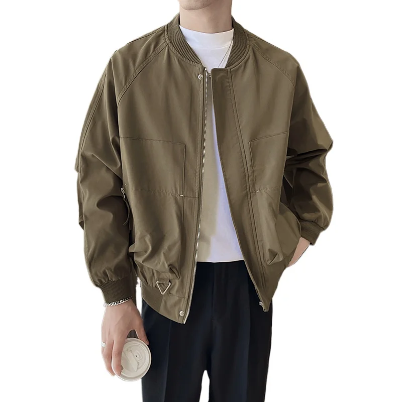 

Men's Autumn Jacket Men Korean Streetwear Fashion Loose Casual Vintage Bomber Jacket Commuter Spring Coat Outerwear