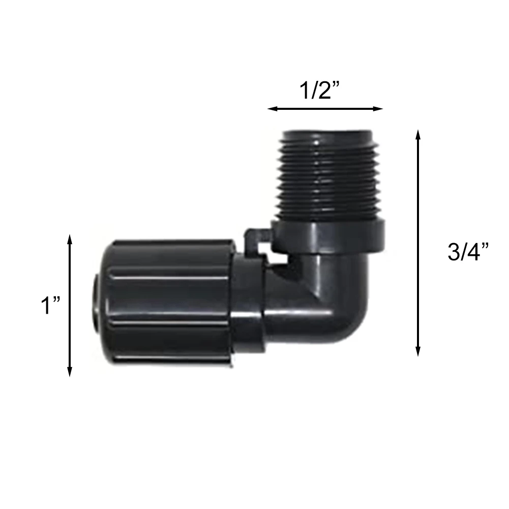 ABS 90 Degree NPT Tube Fittings 3 Pack for Pentair Rainbow 320 322 300 29X Automatic Feeders with Compression Nuts
