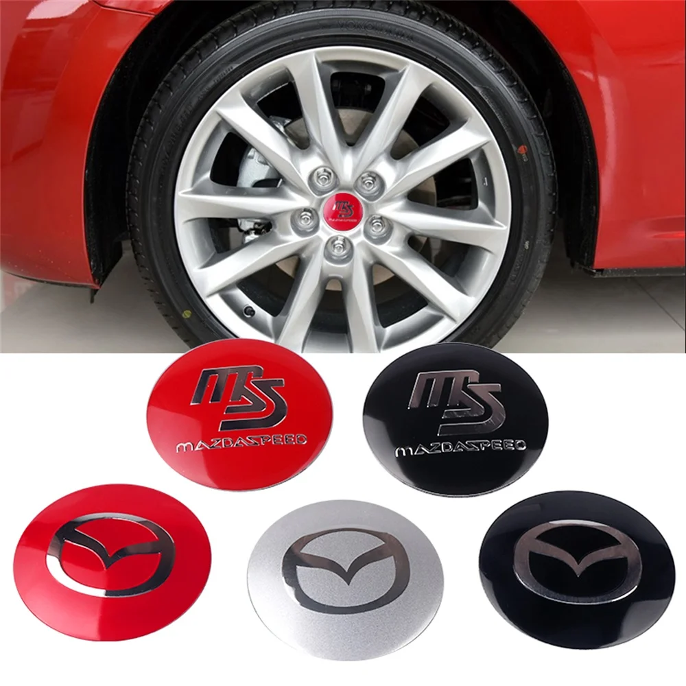 4pcs Car Styling 56mm metal Car Tyre Steering Wheel Center Hub Cap Sticker For Mazda 3 6 CX 5 CX-5 CX3 323 MX5 auto Accessories