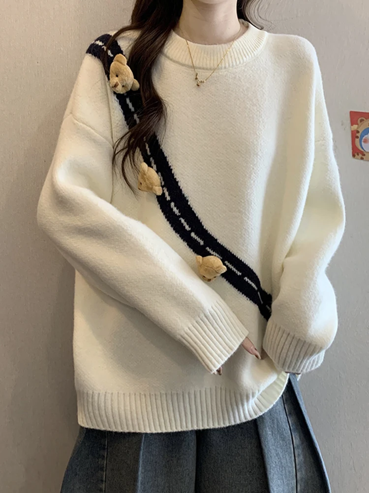 

Loose Long Sve Knitted Sweater Women's Spring Faion 2026 New Sle Youthful Lazy Slimming Outerwear Top