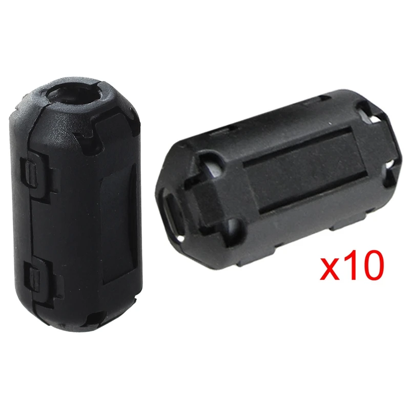 10 Pcs Movable 7Mm Inner Diameter Black Ferrite Core Ring Cable Clip With 10Pcs Clip On Clamp RFI EMI EMC Noise Filters