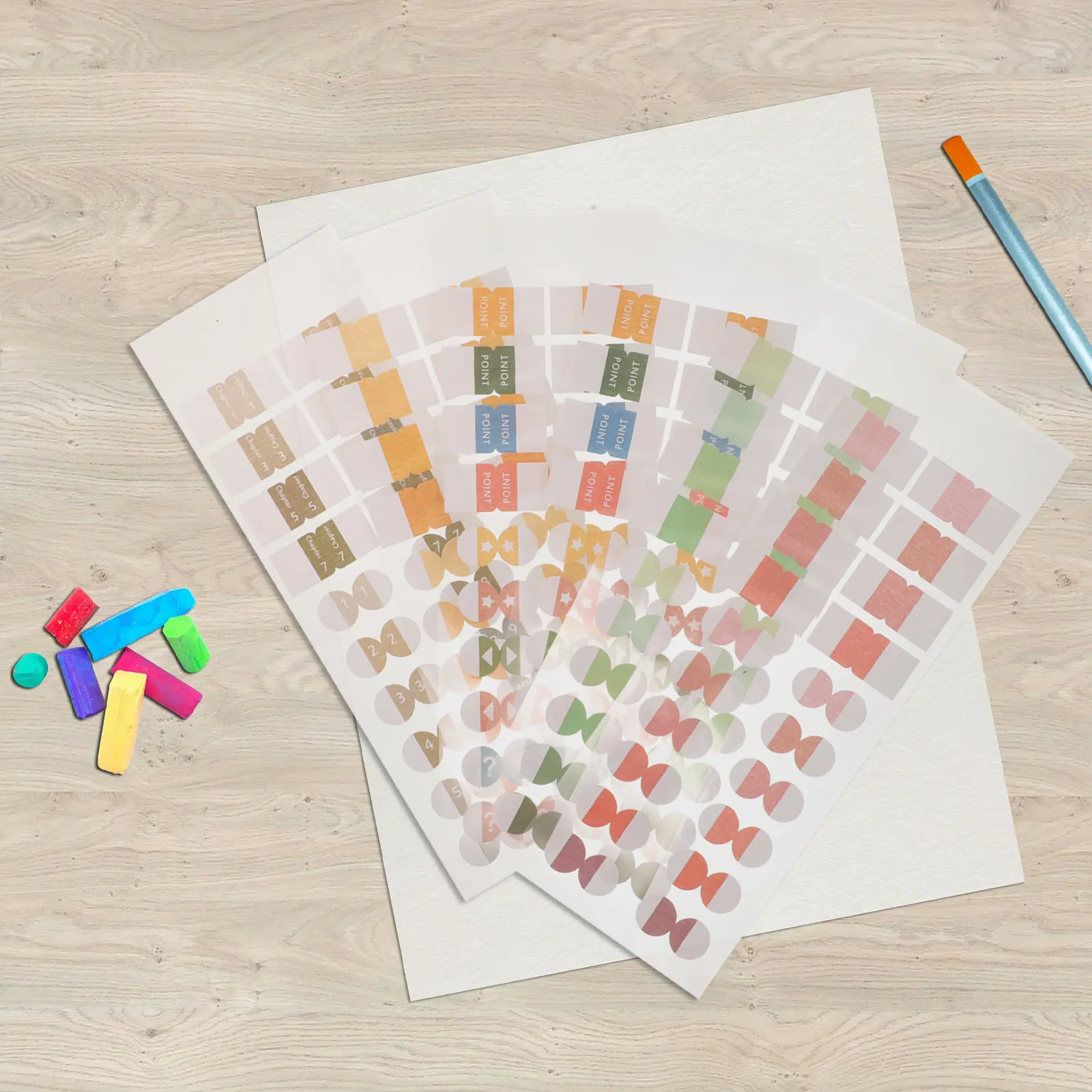 

6 Sheets Colored Index Sticky Tabs Portable Highlight Strips Multi-Use Note Stickers Office Supplies Reading Markers for Planner