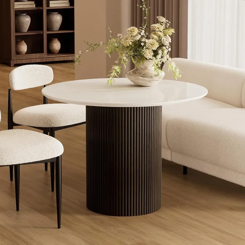 42 Inch Round Dining Table for 4 Marble Tabletop