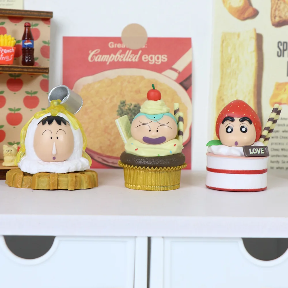 6pcs/set Crayon Shin chan Figure Cake Decoration Cartoon Anime Character Action Model Collectible Doll Kids Birthday Gift