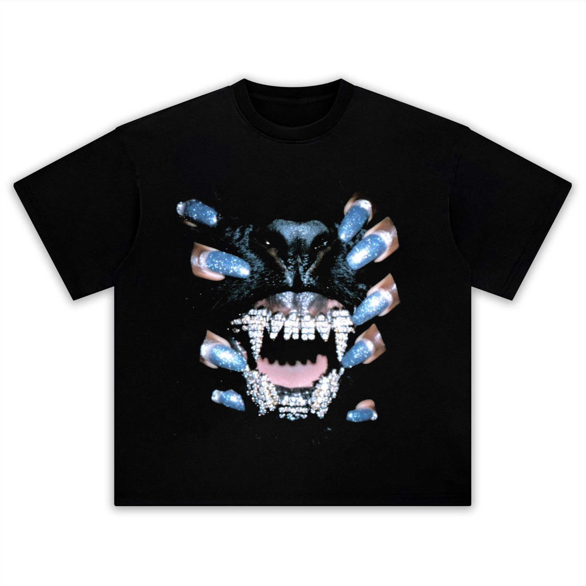Vintage Black Panther Nails Graphic T-Shirt Men Soft Cotton Retro Streetwear Art Daily Casual Short Sleeve Tops