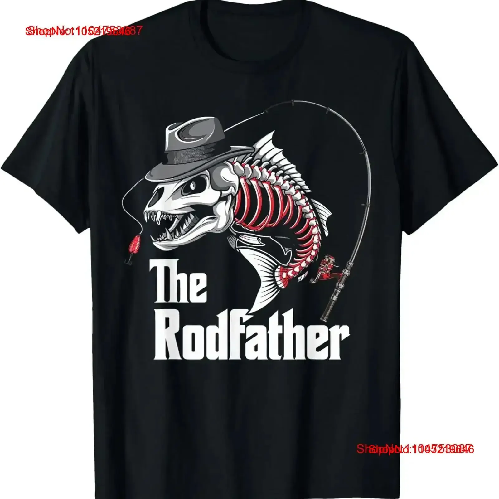 The Rodfather Fishing Dad Fish Skeleton Fisher Daddy Angler or T Shirt vintage Washed Casual Slightly homme vintage Washed