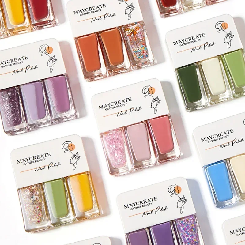 Kit de esmalte de uñas de secado rápido brillante, combinación de esmalte de uñas de Gel sin hornear, 3 en 1, 3 botellas