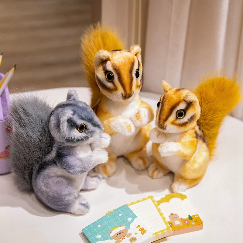 สมจริงกระรอกตุ๊กตา Adorbale Furry ผม Big Tail ของเล่นน่ารักตุ๊กตาสัตว์ตุ๊กตาหมอนสาวของขวัญ