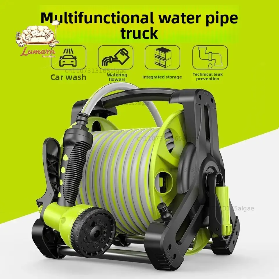 Automatic Retractable Garden Hose Reel with High Pressure Spray & Sprinkler Nozzle for Flower Watering