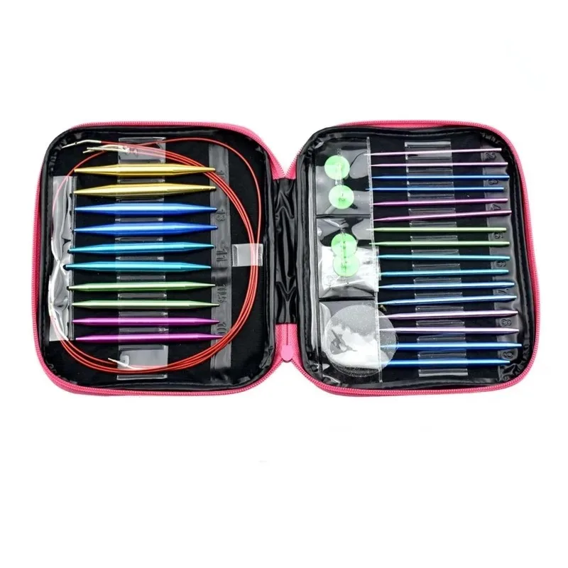 

Interchangeable Crochet Hooks Weaving Yarn Knitting Craft Tools Accessories Kit Needle Aluminum Circular Knitting Needles Set