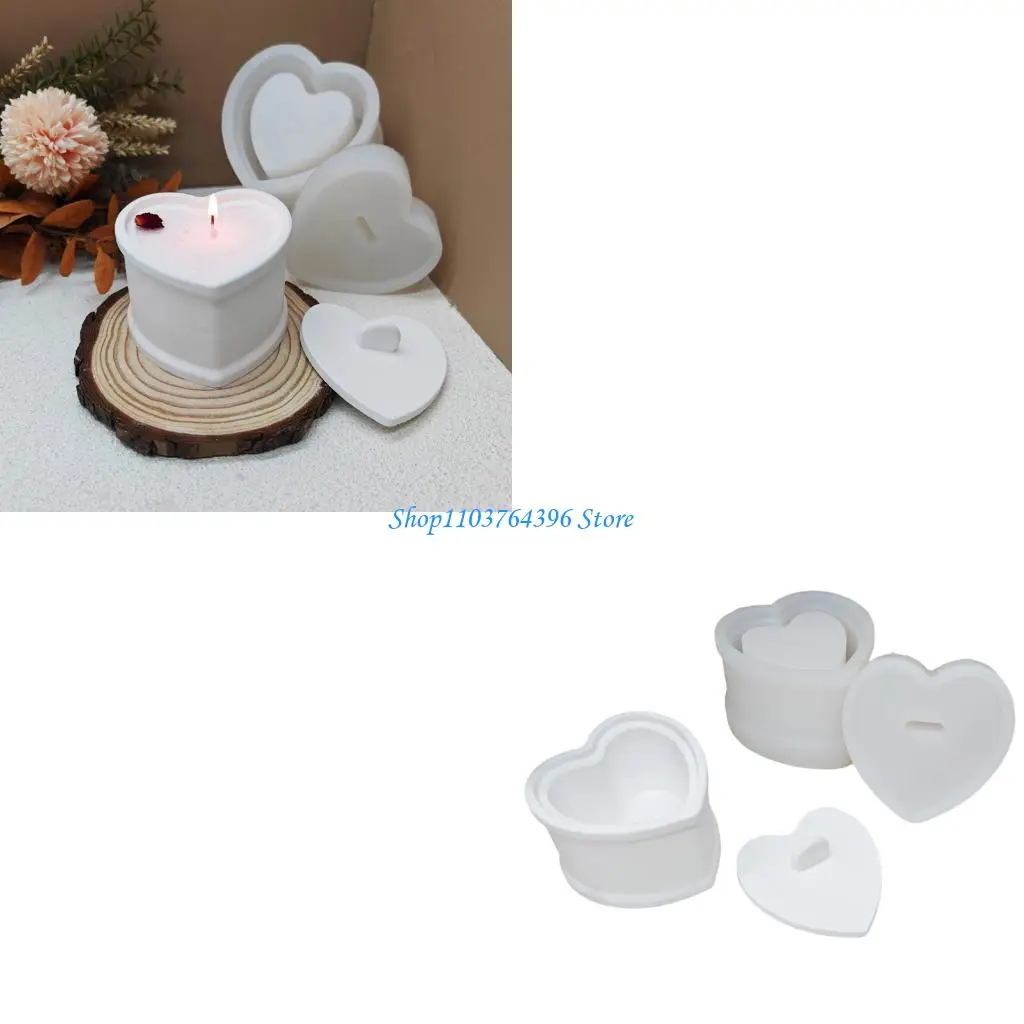 

Банка для хранения в форме сердца с крышкой, силиконовая форма, эпоксидная форма для подсвечника, форма для ювелирных изделий из