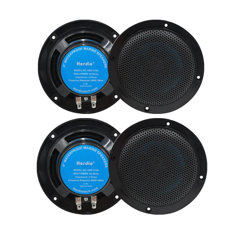 Herdio 4 "4 peças 320w alto-falantes de carrinho de barco marinho 2 vias parede passiva alto-falantes de teto à prova d' água perfeito para banheiro iate casa