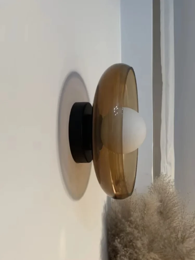 French LED E27 Glass Wall Light Modern Tea Shop Staircase Bedroom Bedside Background Wall Light