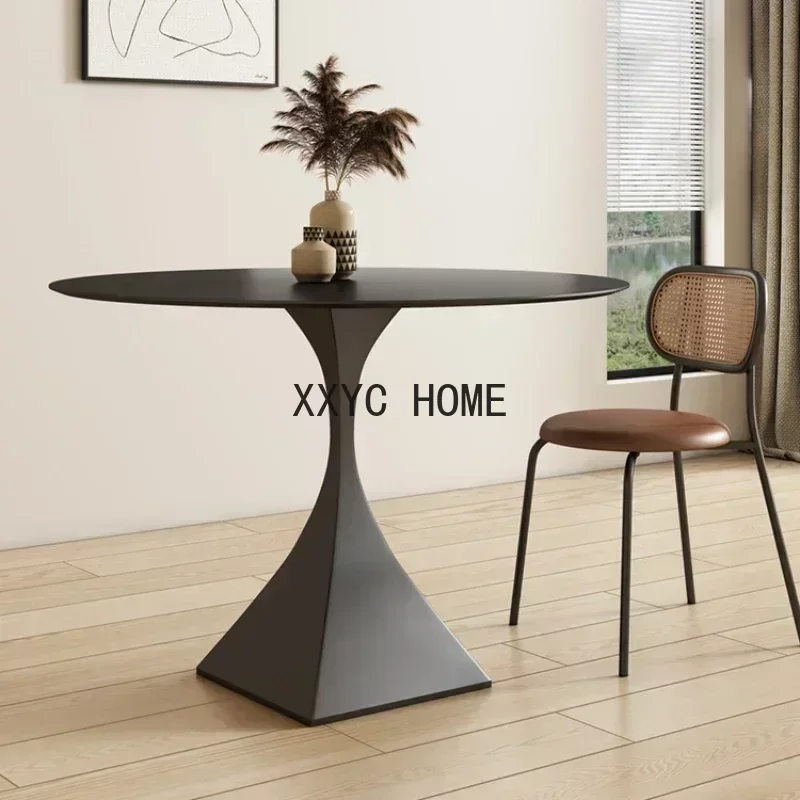 Tavolo da soggiorno retrò in ardesia Semplice rotondo nordico nero minimalista moderno Mesas De Comedor Mobili per la casa HD50CZ