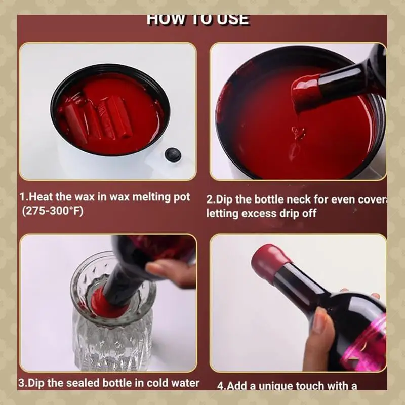 

AB45 Bottle Sealing Wax Blocks - Resilient And Versatile Bottling Wax For Wine, 8 Wax Nuggets 0.5Lb With PTFE-Tape,Red